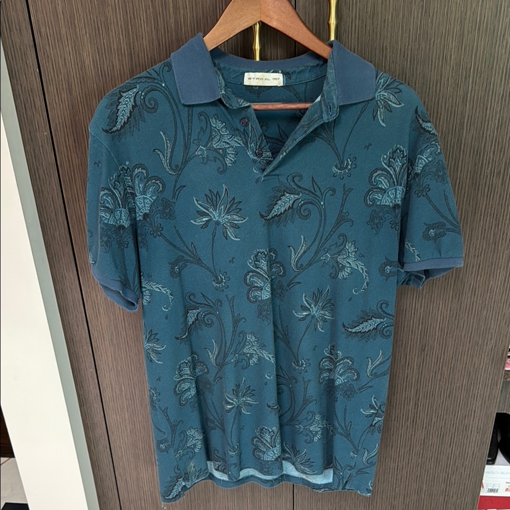 ETRO Floral Blue Polo Shirt  XL